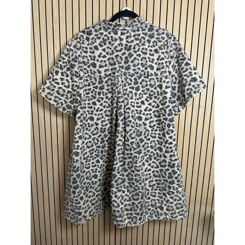 024 Maeve Anthropologie Jeannie Leopard Print Dress Cotton Mini (L, EUC) - Picture 4 of 7